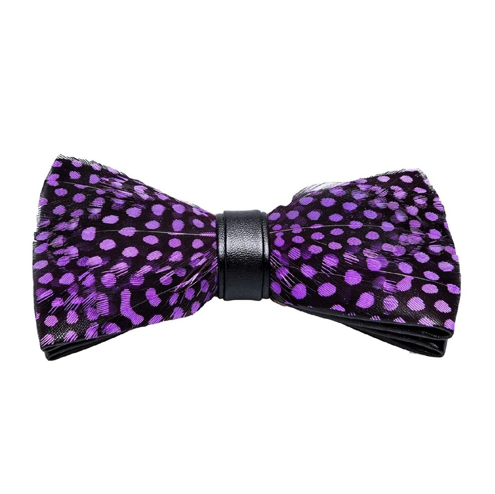 Mens Natural Feather Pre-Tied Bow tie & Lapel Pin
